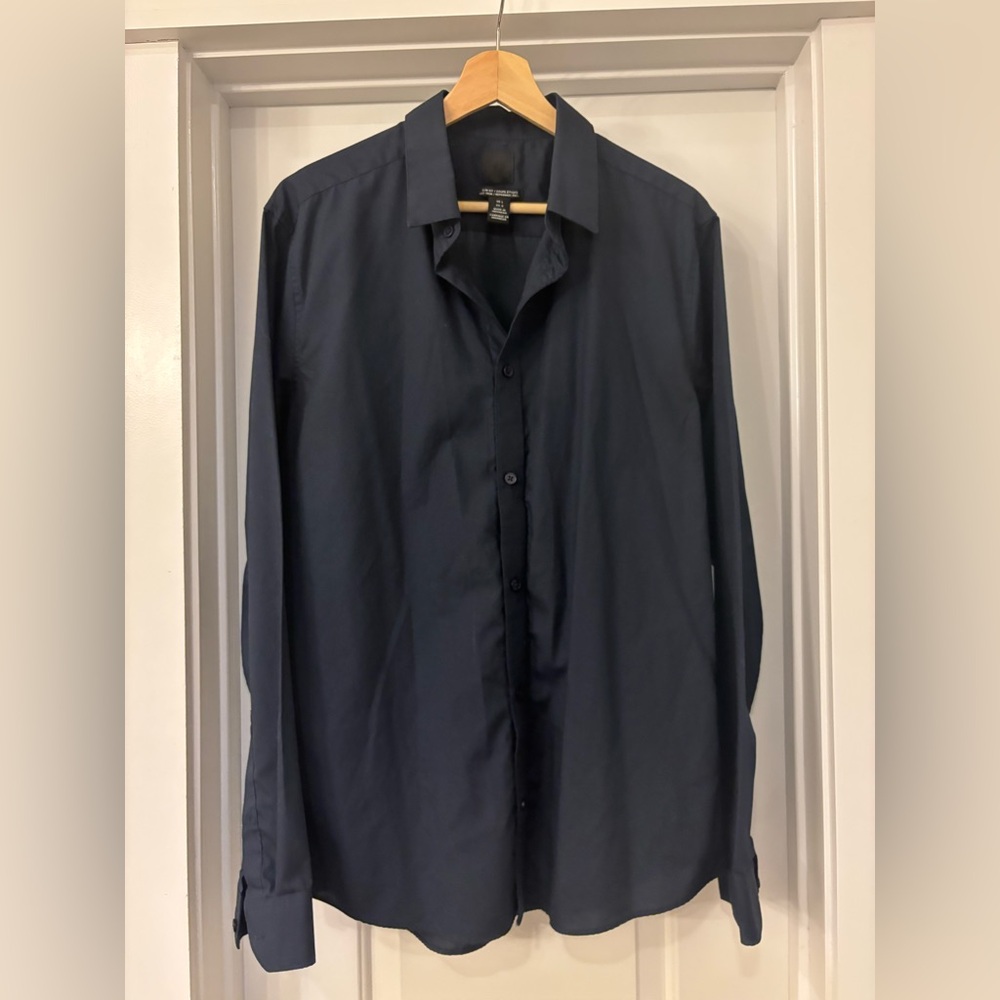 H&M Deep Blue Slim Fit Dress Shirt